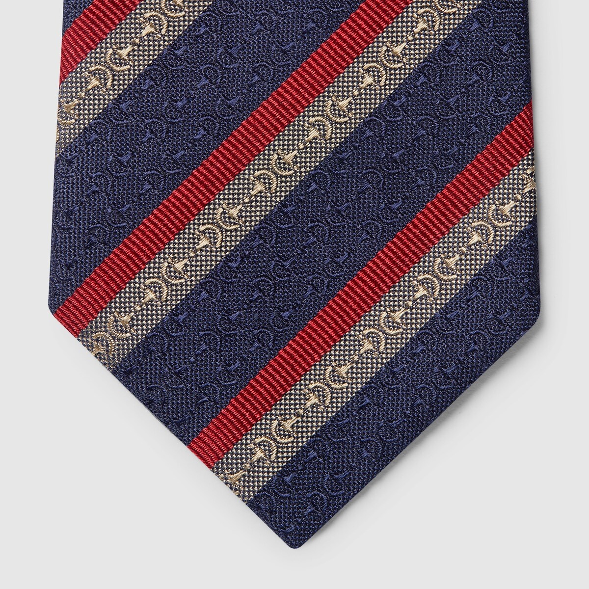 Horsebit striped silk jacquard tie - 4