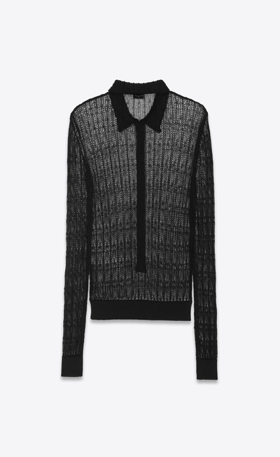 SAINT LAURENT long-sleeved polo in lace knit outlook