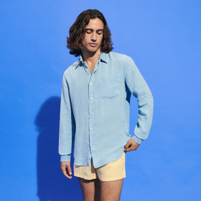 Vilebrequin Men Linen Shirt Mineral Dye outlook