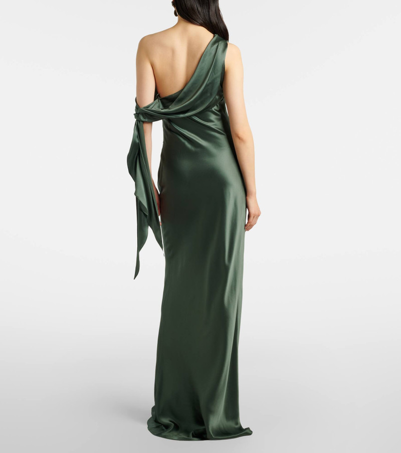 Draped asymmetric silk satin gown 3