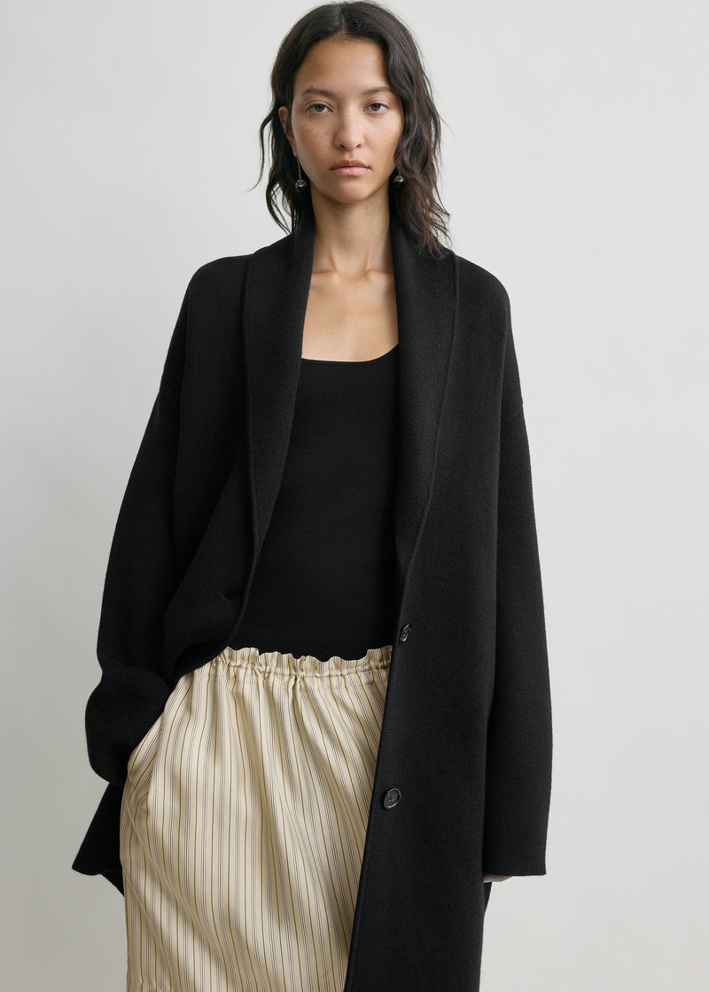 Shawl-lapel robe black 5