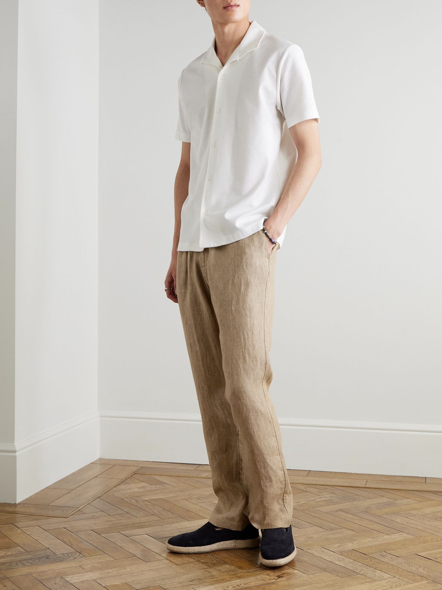 Convertible-Collar Cotton-Piqué Polo Shirt Ecru - 2