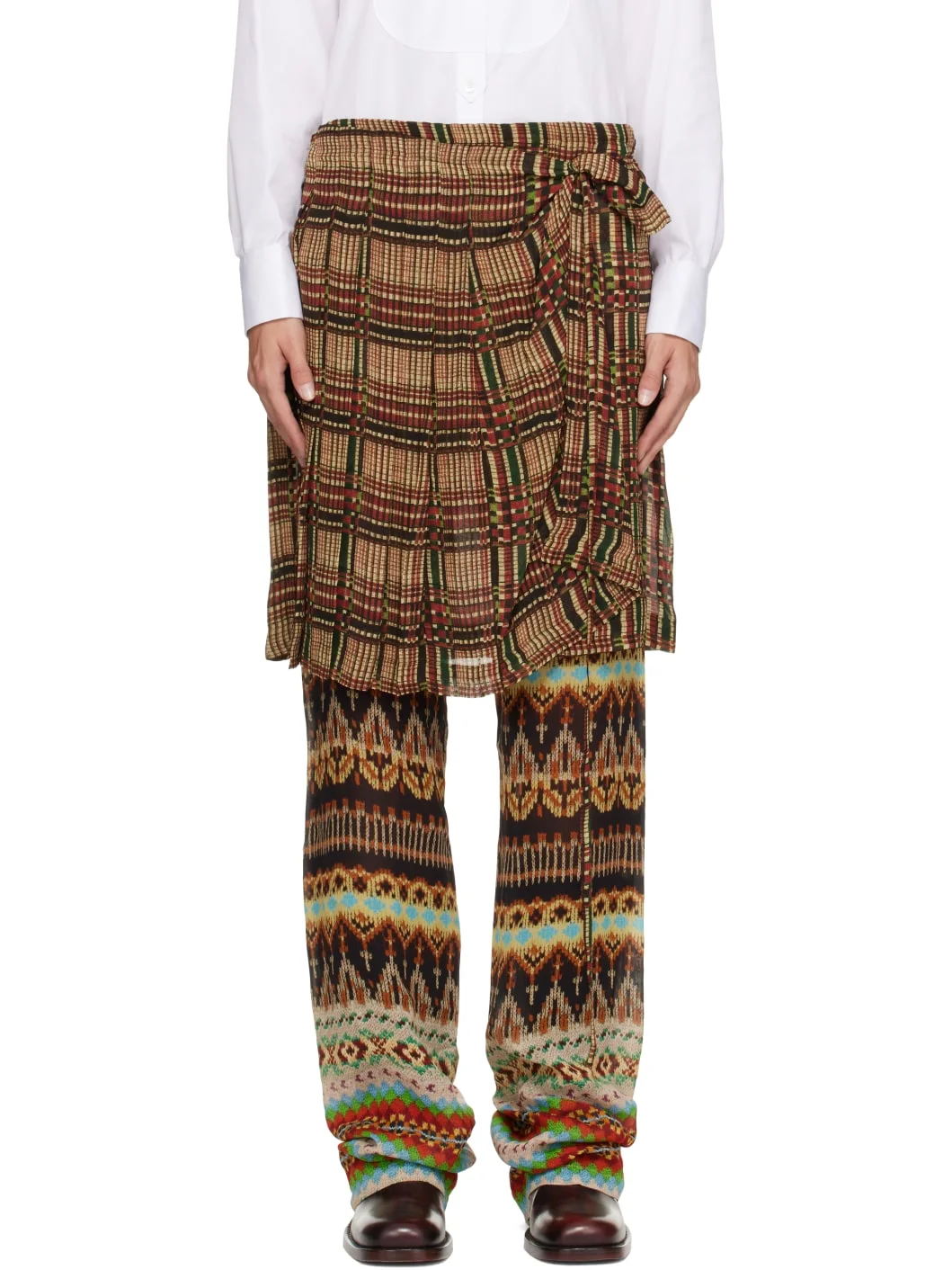 Multicolor Viscose Skirt Trousers - 1