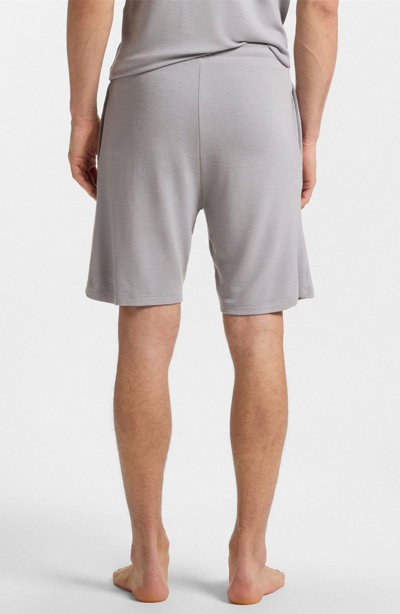 BOSS Ribbed Knit Pajama Shorts in Light/Pastel Grey at Nordstrom - 2