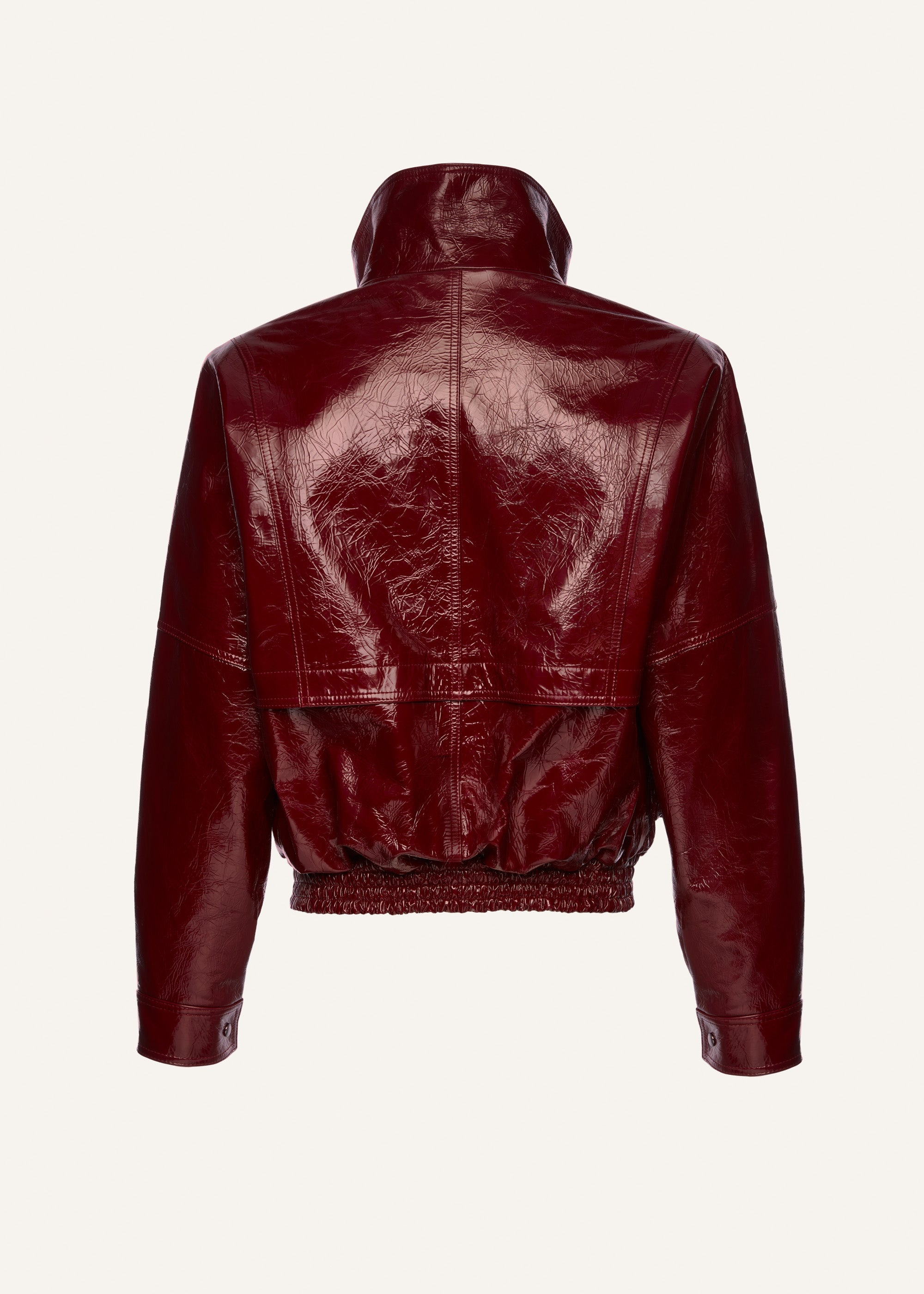 Vintage patent leather bomber jacket in bordeaux - 2
