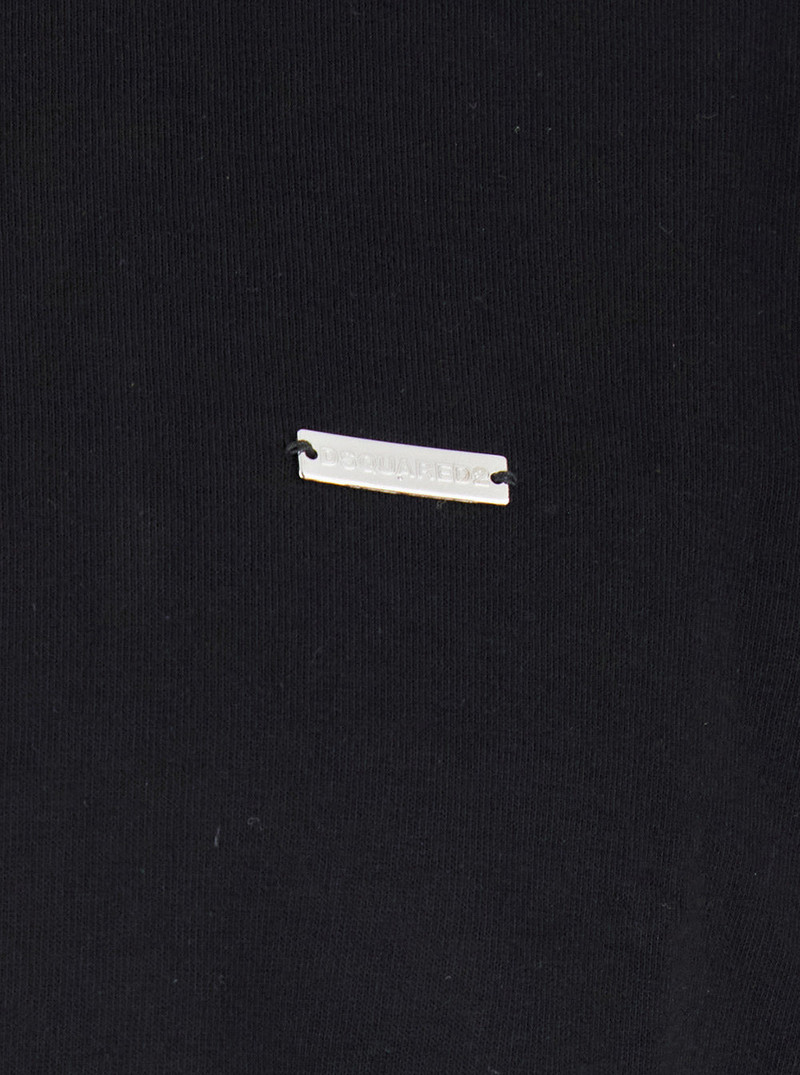 Dsquared2 Men Black Crewneck T-Shirt With Patch Logo On The Front In Cotton Man 3
