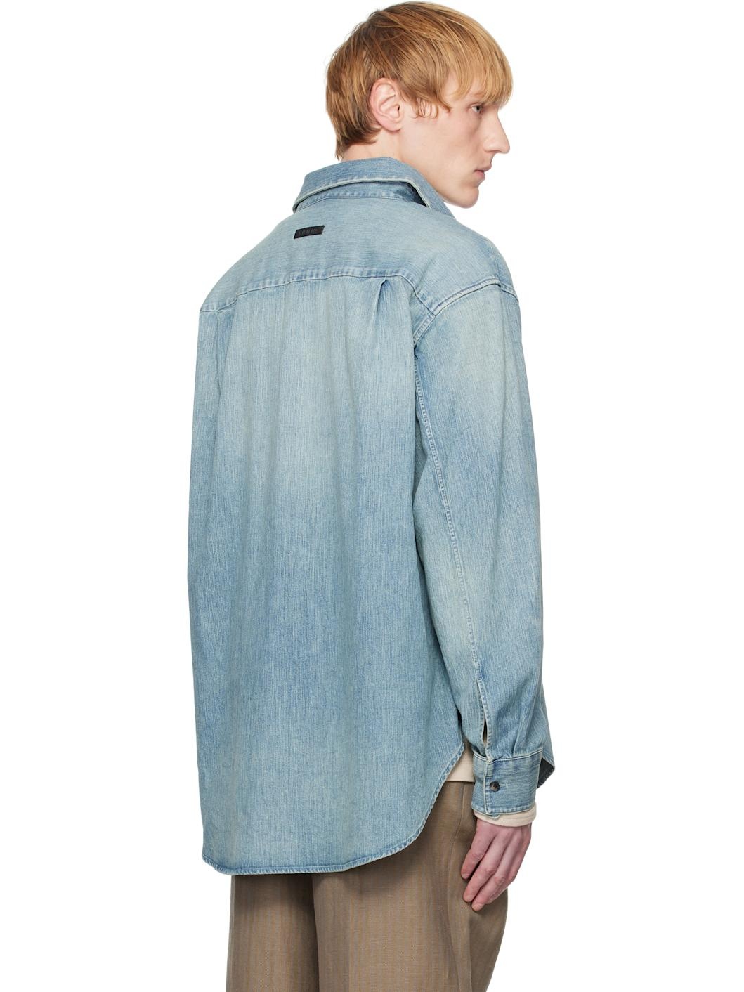 Blue Button Up Denim Shirt - 3