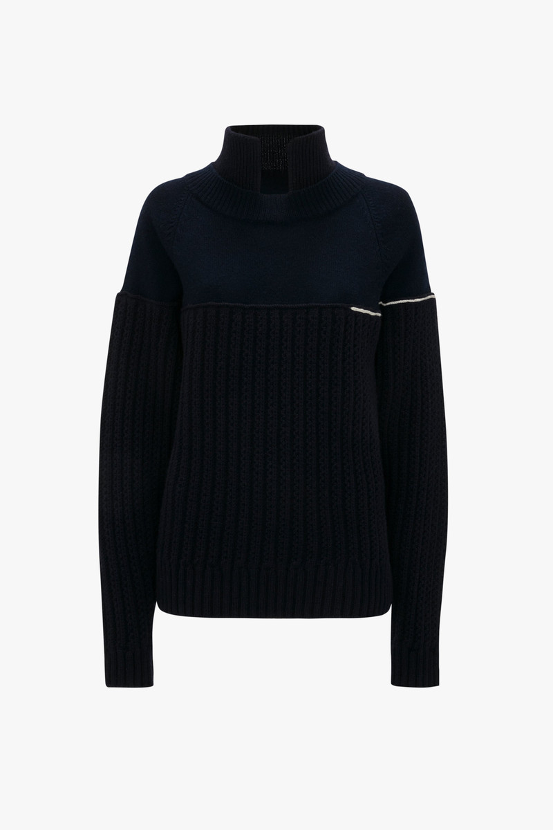 Collar Detail Jumper In Navy - 1