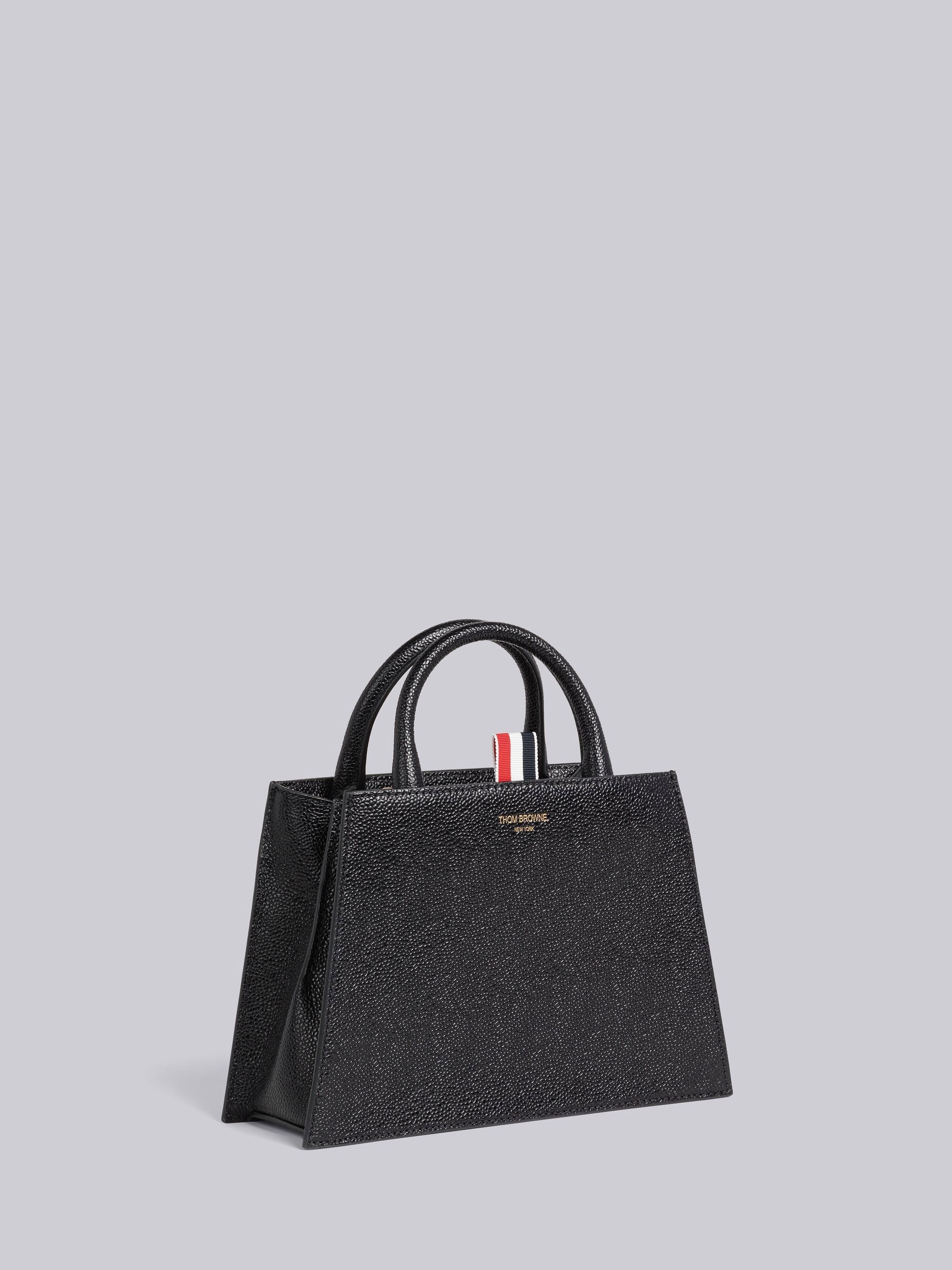 logo print grained leather tote bag - 3