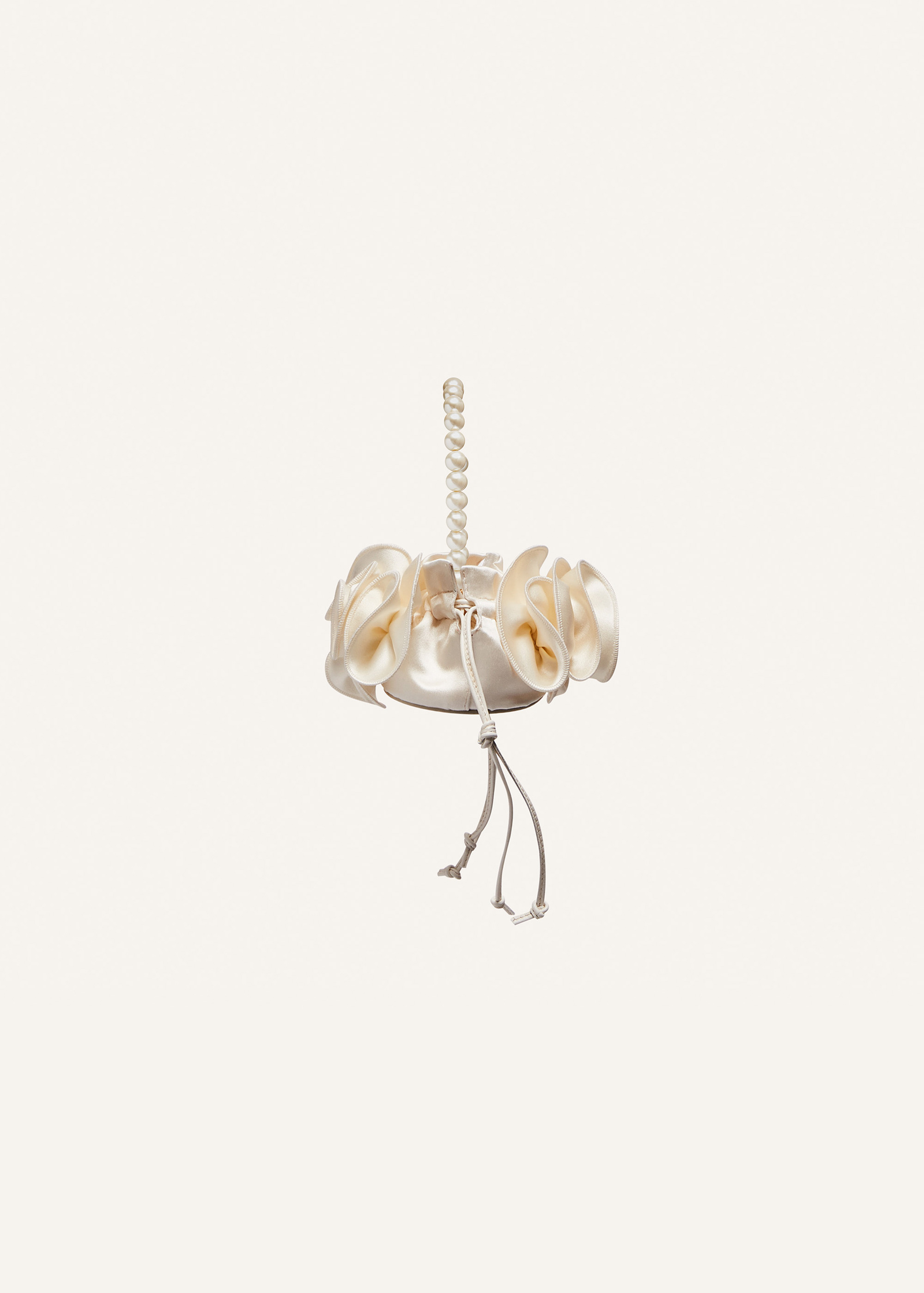 Small pearl Magda bag in cream satin - 2