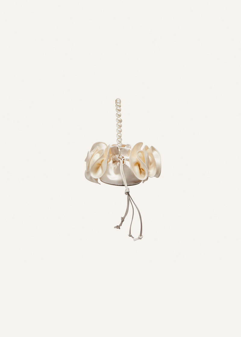 MAGDA BUTRYM Small pearl Magda bag in cream satin outlook