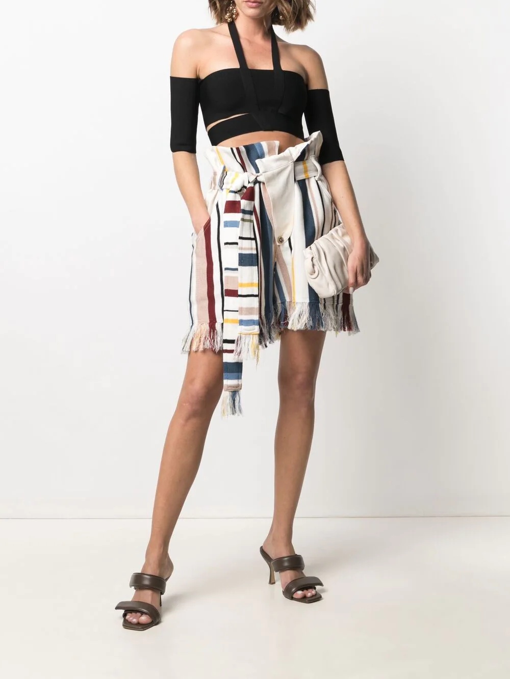 frayed-hem striped shorts - 2