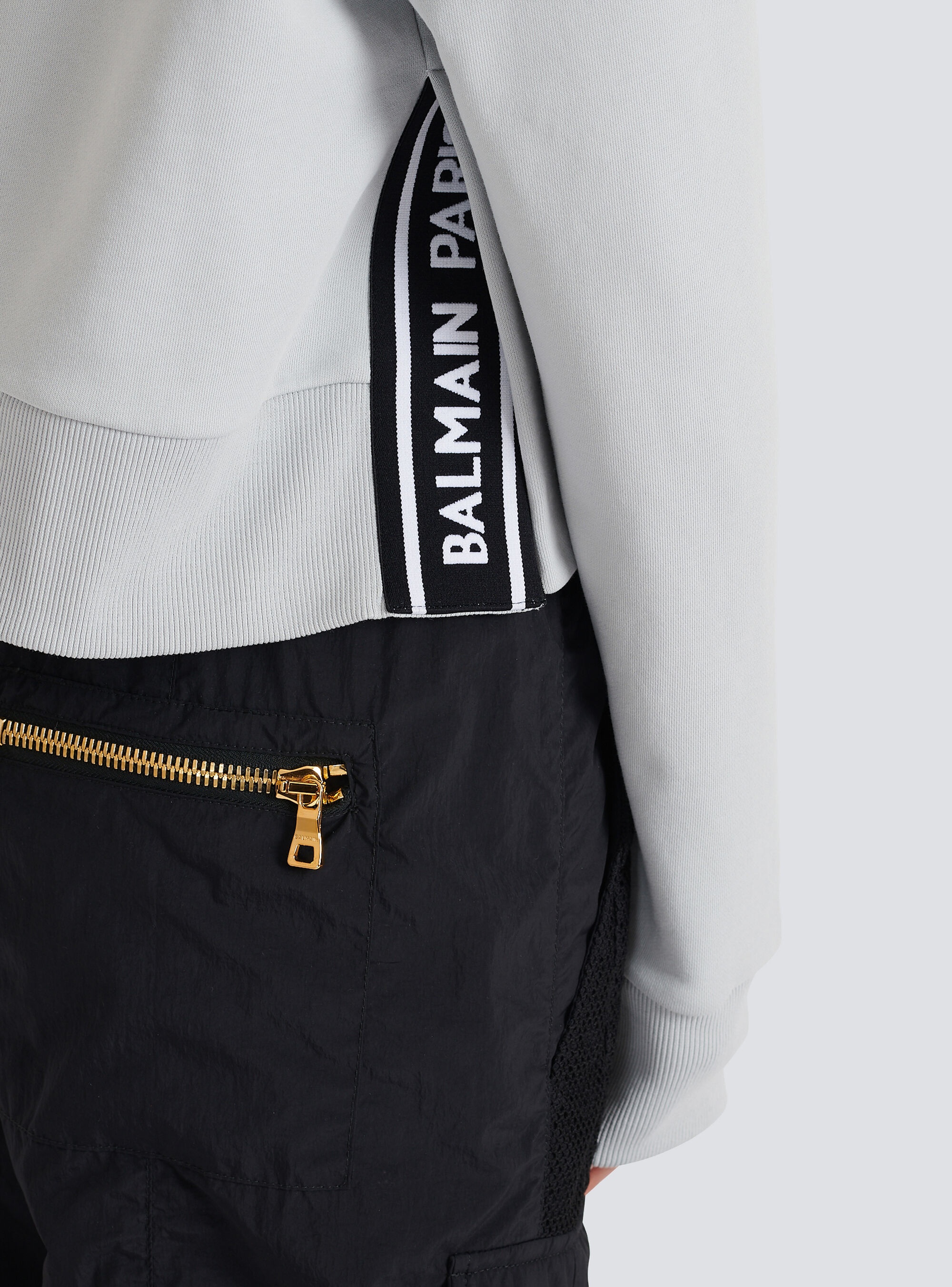 Eco-designed cotton sweatshirt with flocked Balmain logo - 9