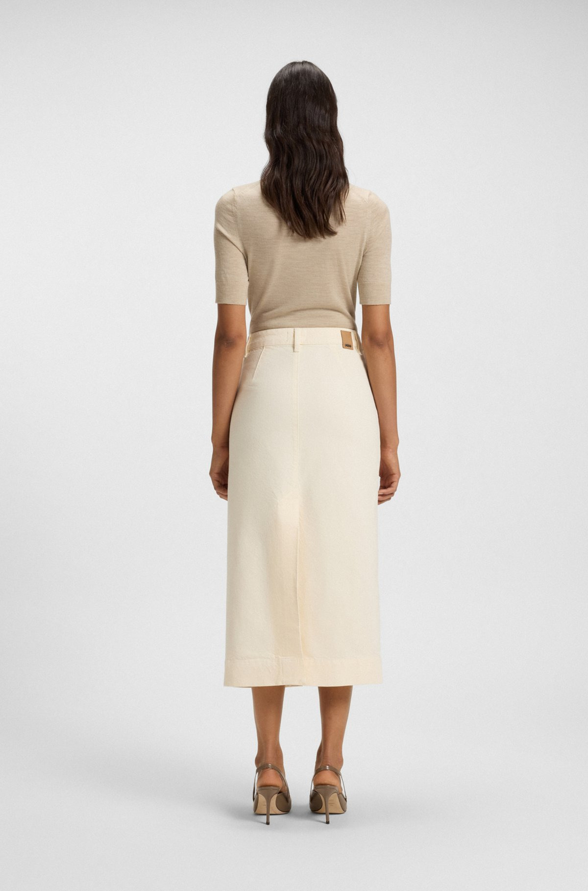 MIDI-LENGTH SKIRT IN OFF-WHITE RIGID DENIM - 4