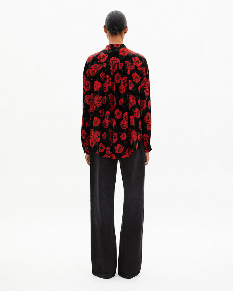 LOOSE-FITTING BLACK FLORAL PRINT SHIRT 4