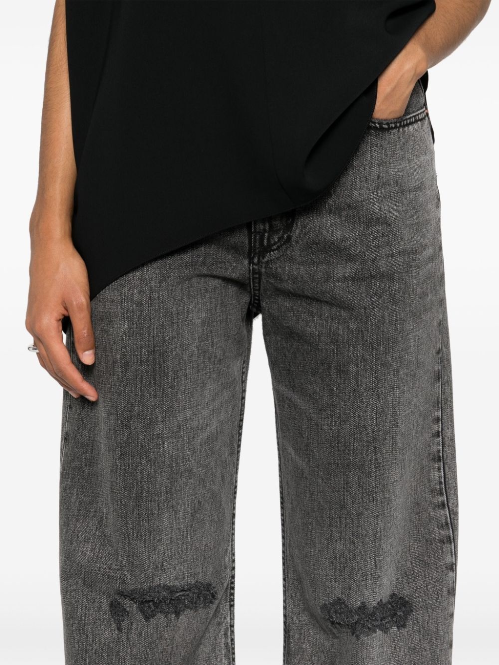 numbers-patch straight jeans - 5
