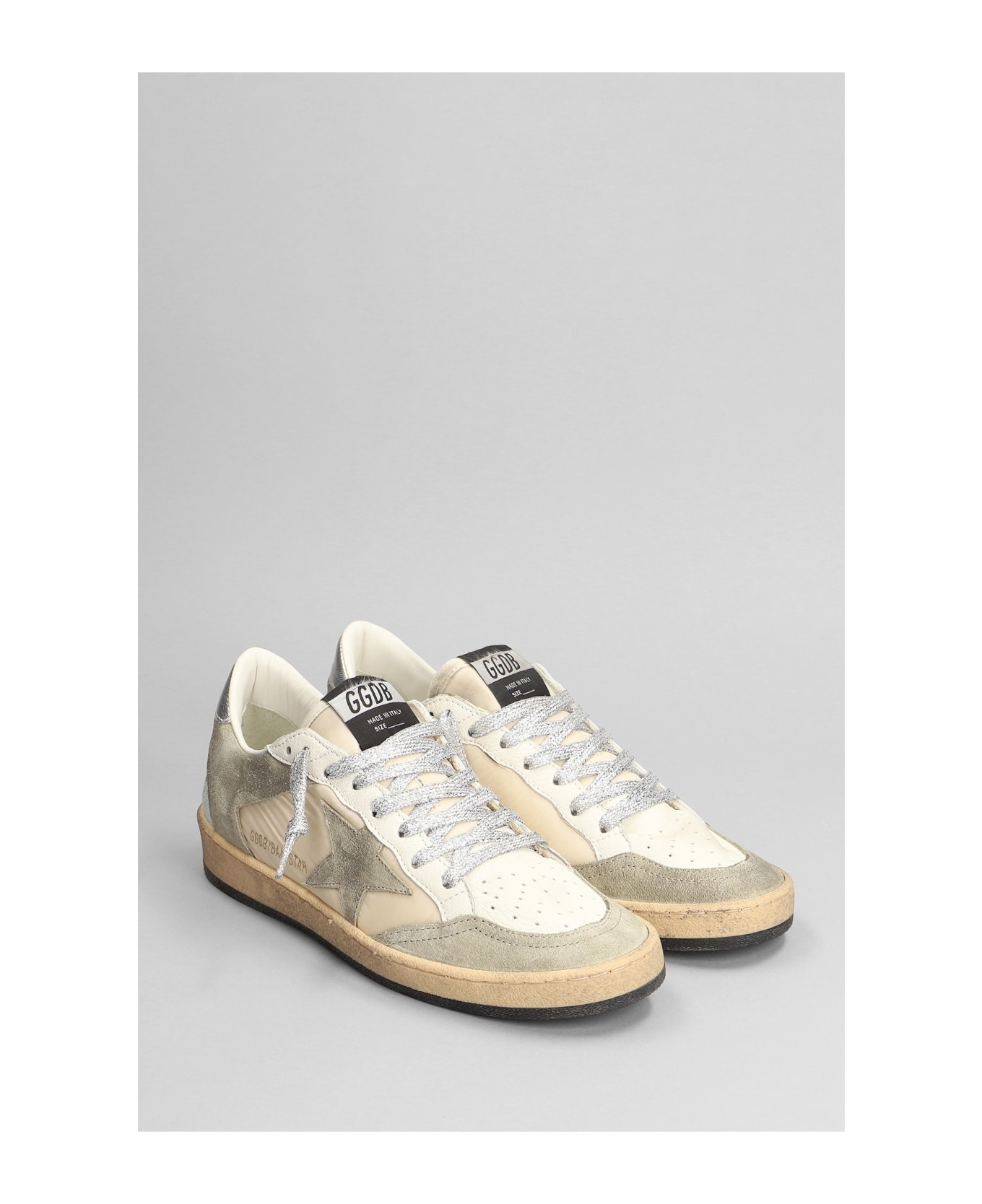 Ball Star Sneakers In Beige Leather And Fabric - 2