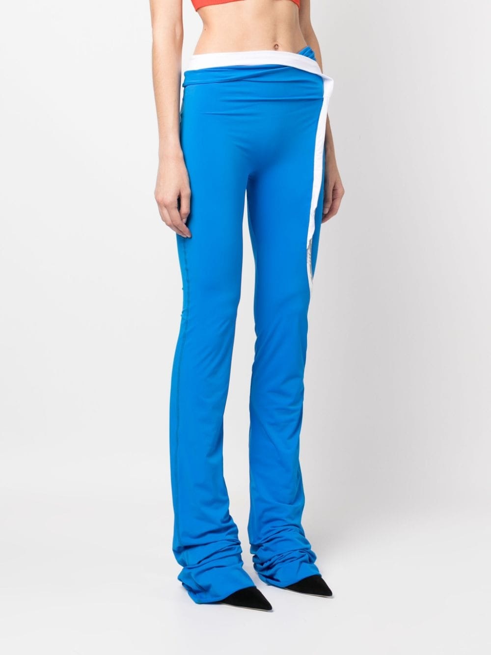 contrasting-strap flared leggings - 3