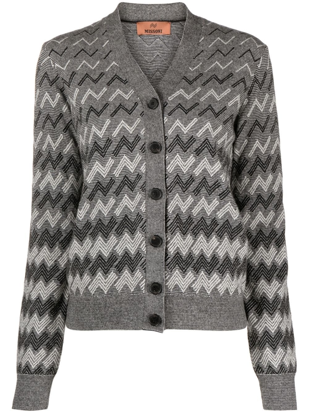 zigzag crochet-knit cashmere cardigan - 1