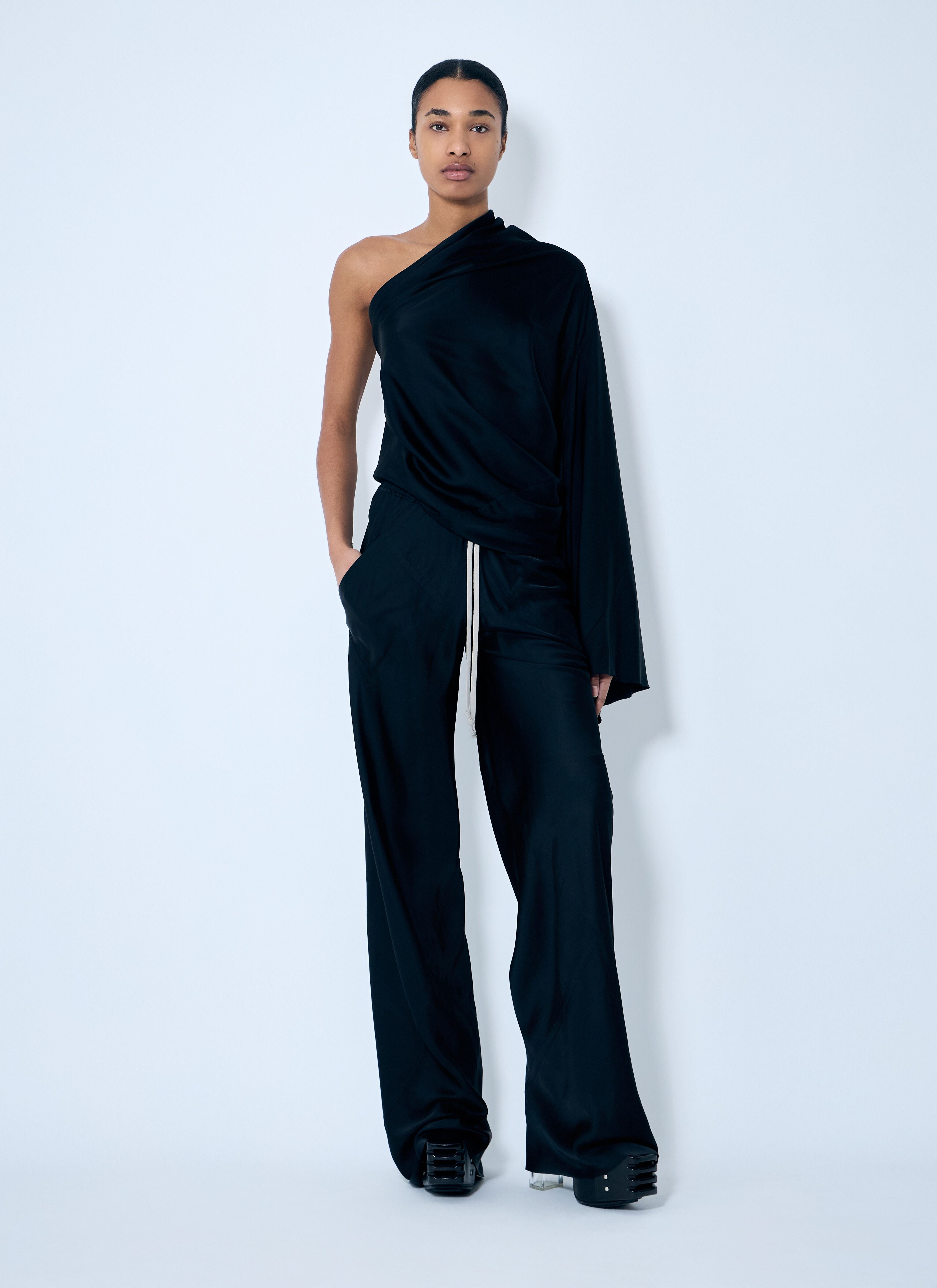 Satin One-Sleeve Top - 2