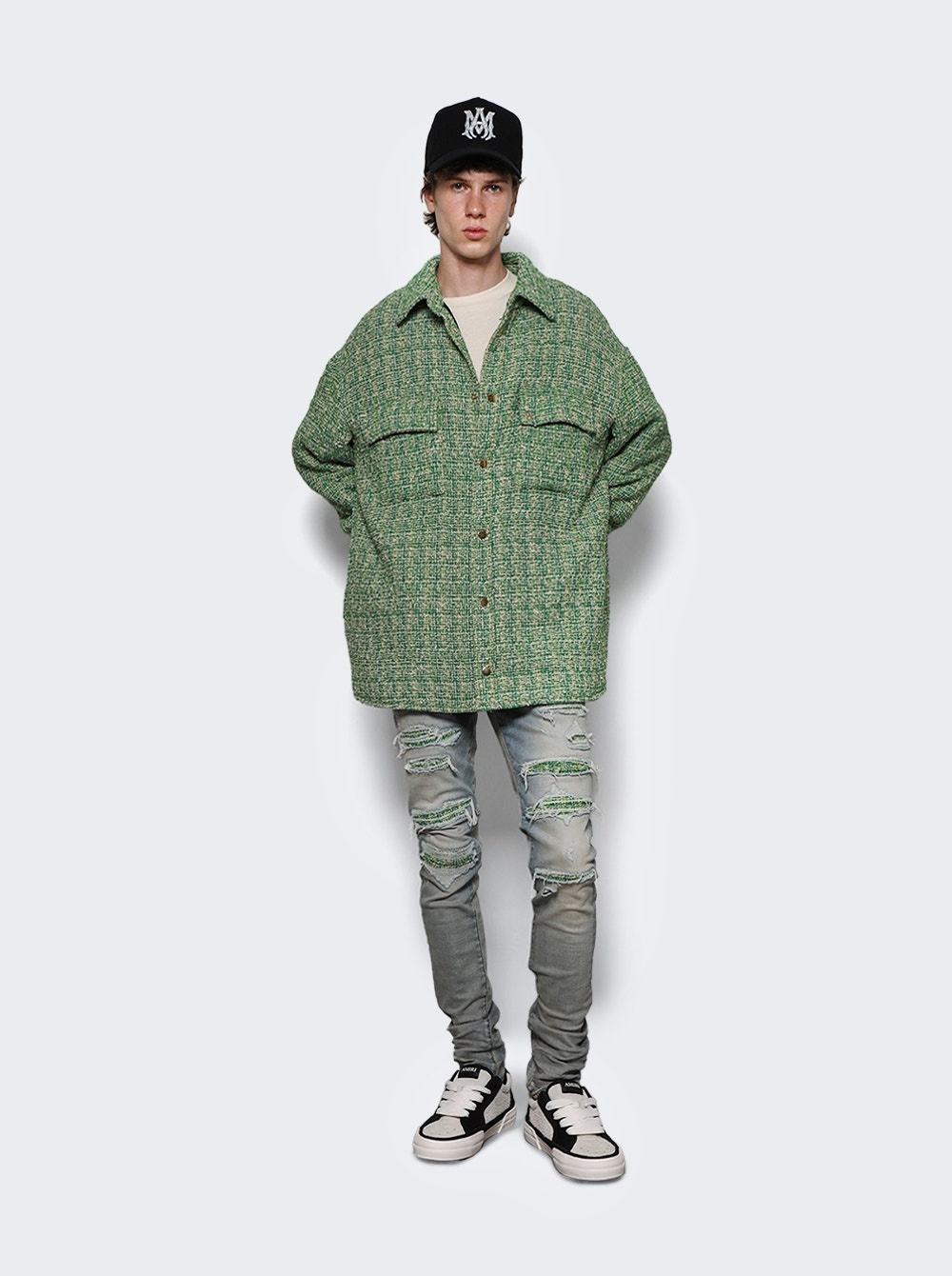 Boucle Padded Overshirt Palm Green - 2