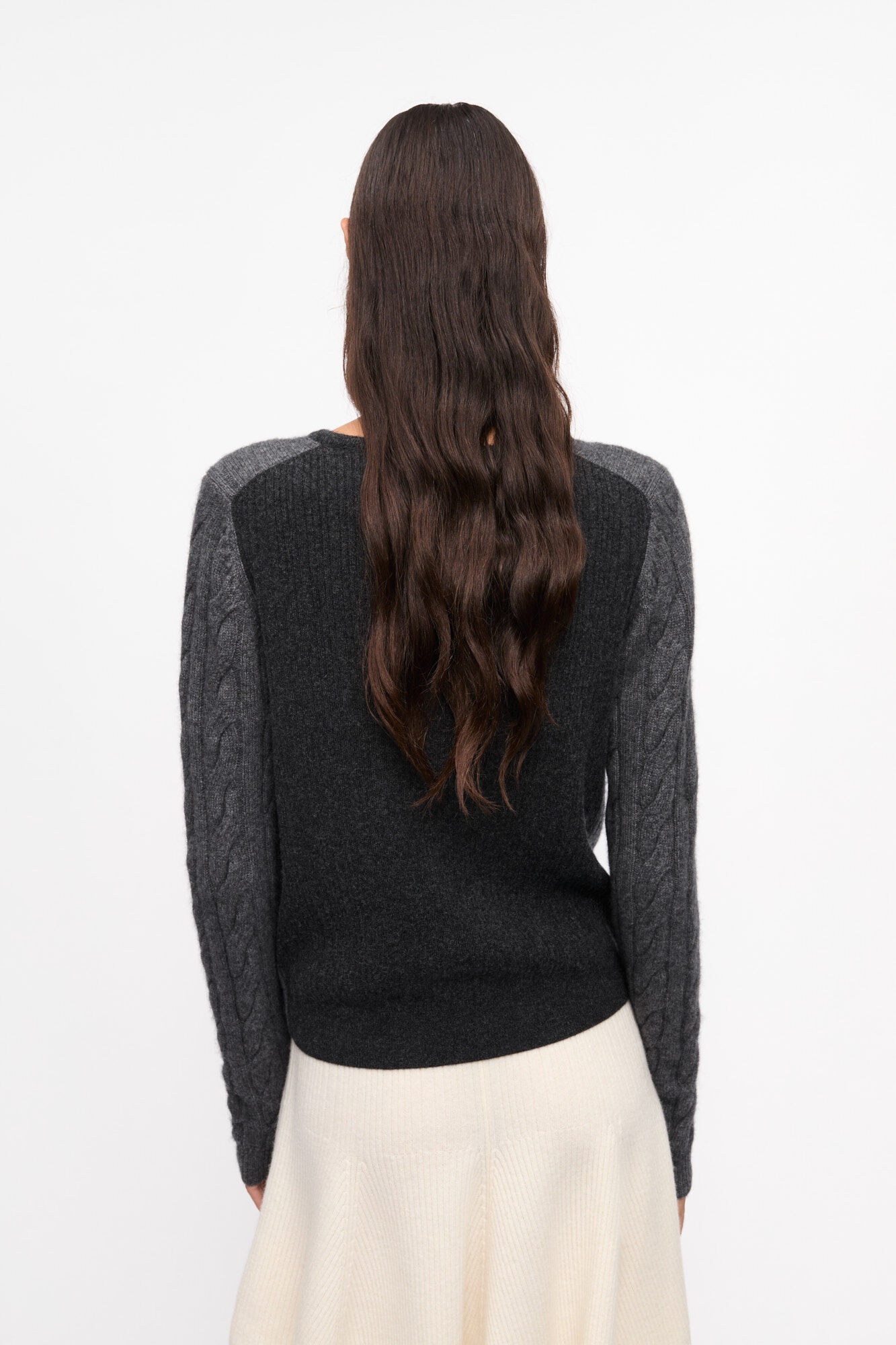 GREY AND BLACK CASHMERE MIX TIE STRING CARDIGAN - 3