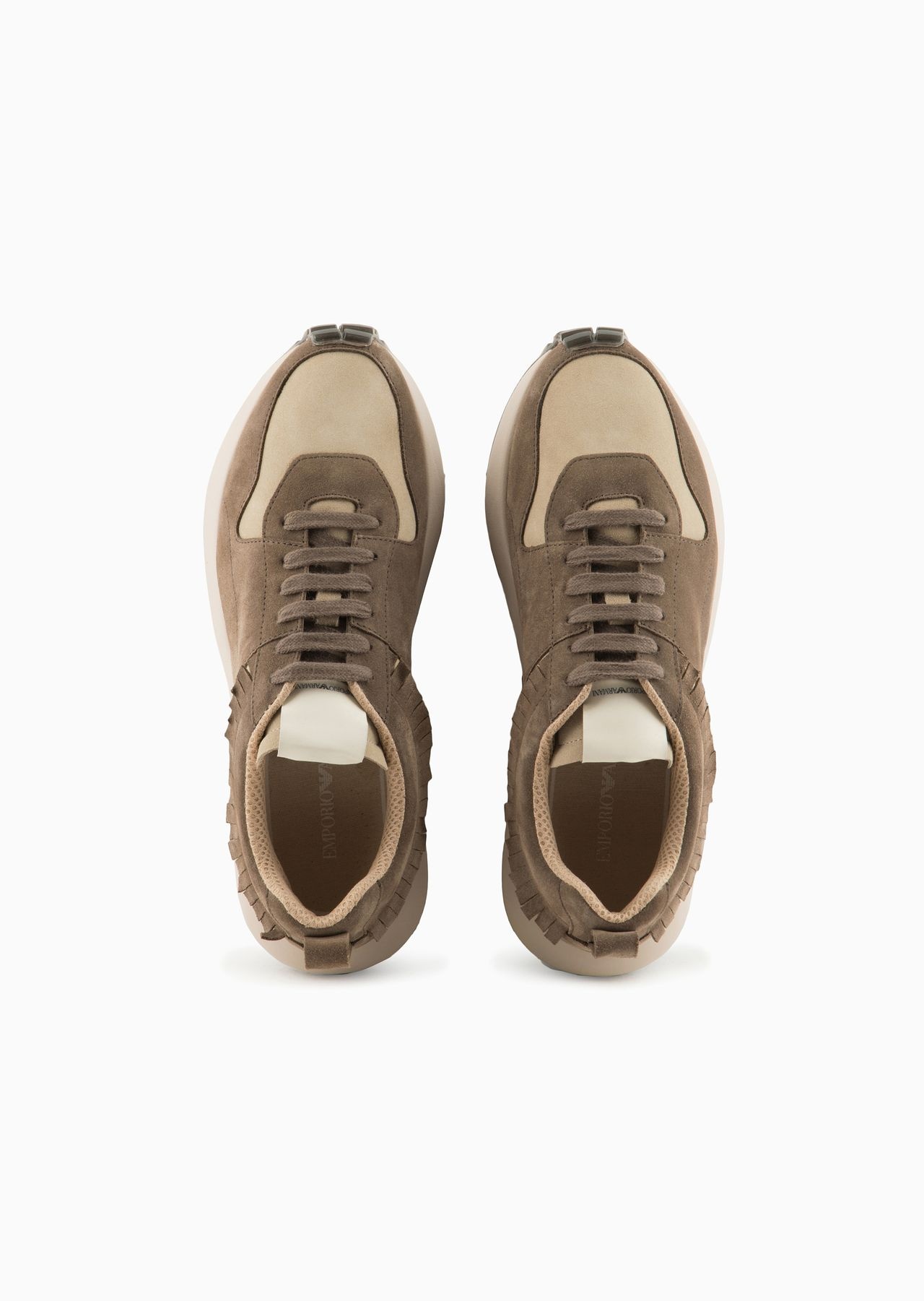 Emporio Armani Sustainability Values Capsule Collection suede sneakers with fringe detail - 3