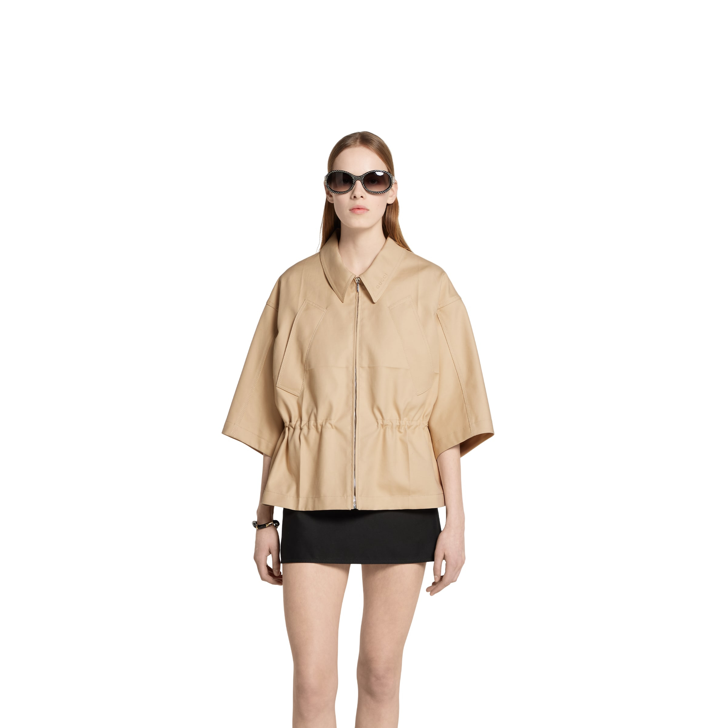 Cotton gabardine short sleeve jacket - 3