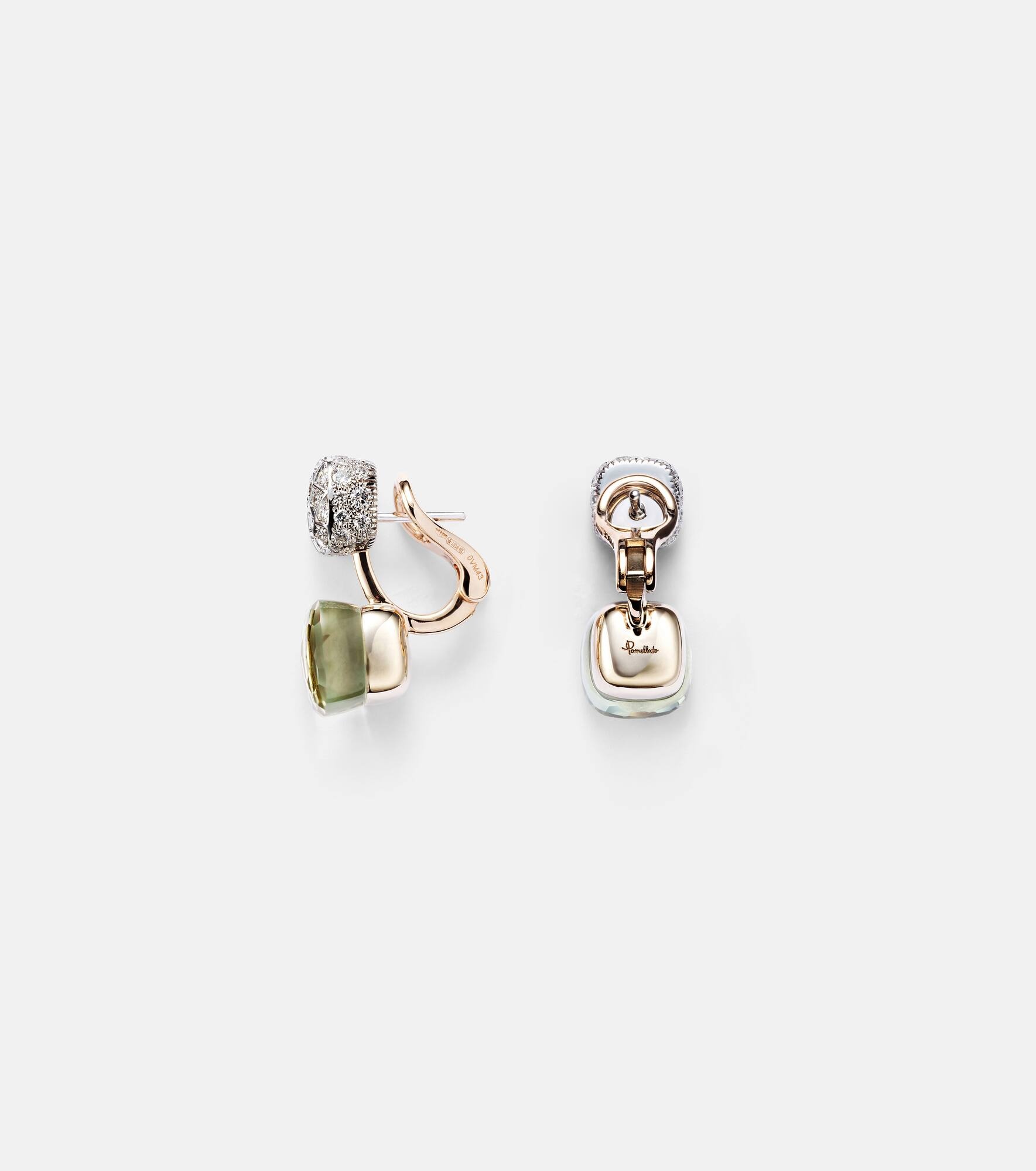 Nudo 18kt rose and white gold earrings with prasiolites and diamonds - 4