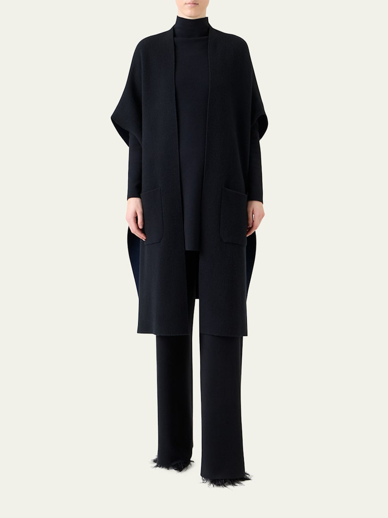 AKRIS Bicolor Cashmere Double-Face Knit Cape outlook