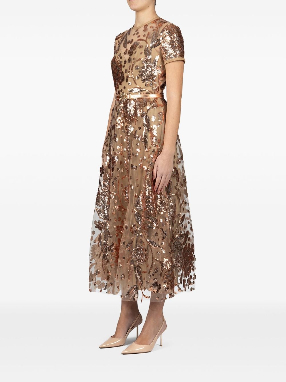 embroidered tulle midi dress - 3