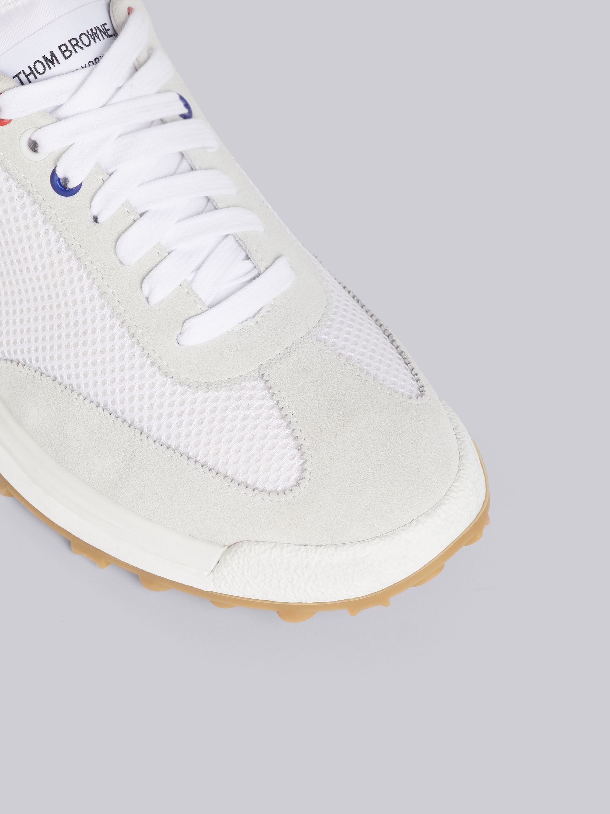 White Fine Kid Suede Tech Runner - 3