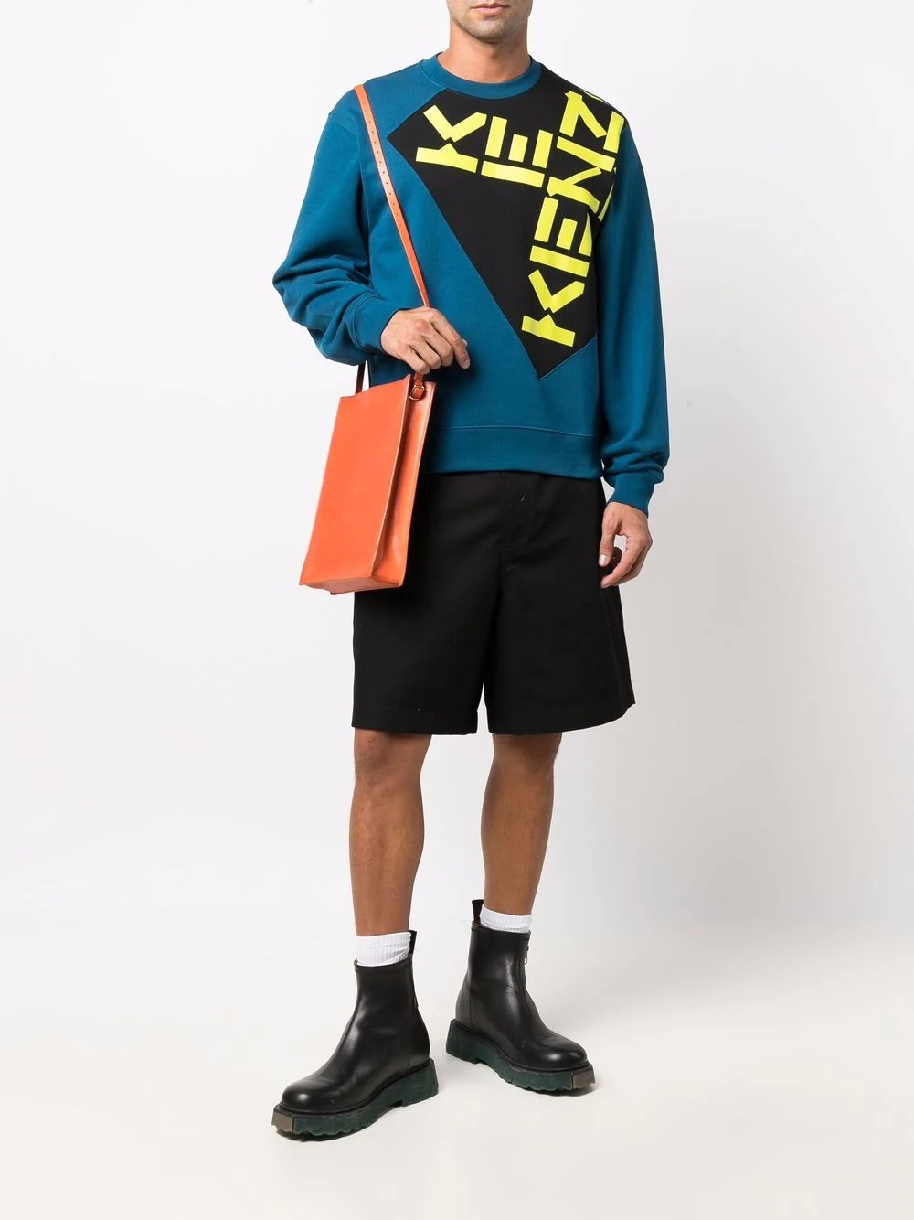 logo-print colour-block sweatshirt - 2