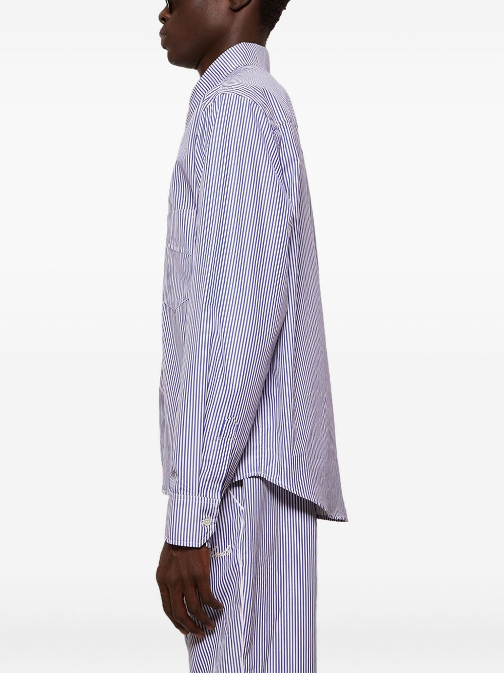 stripe-pattern logo-print shirt - 4