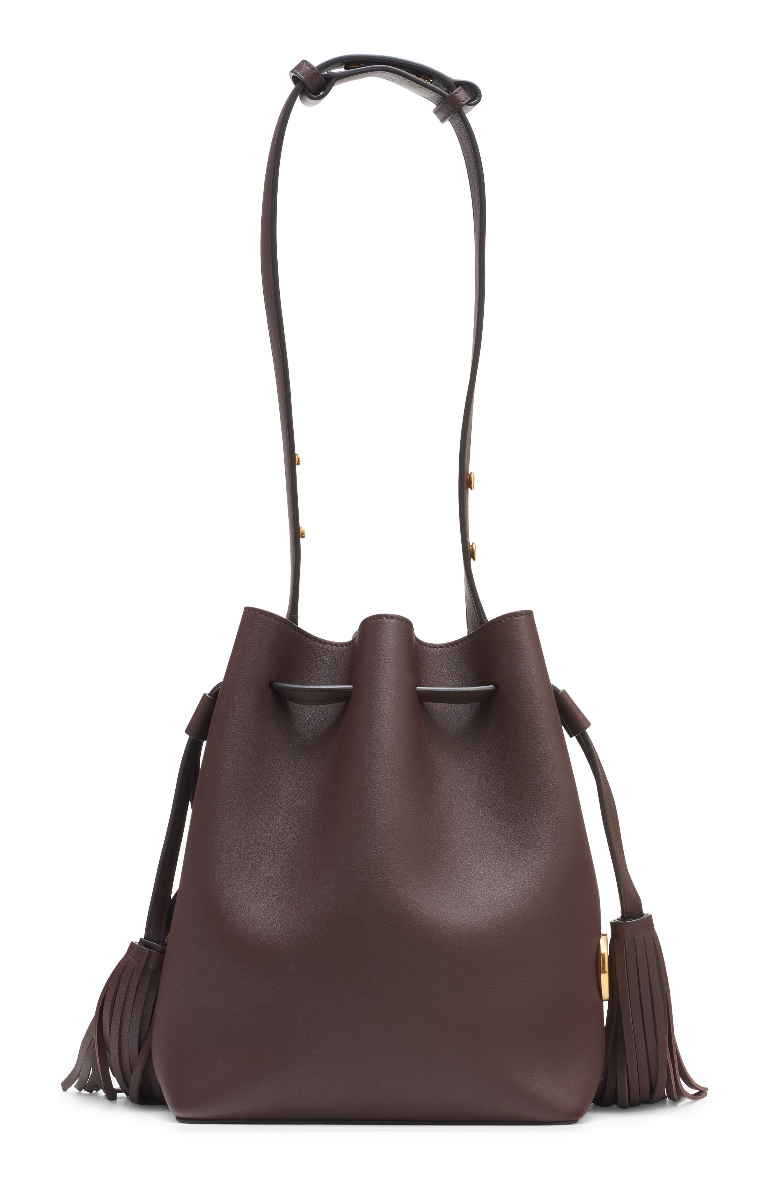 Valentino Garavani So Seau Leather Drawstring Bucket Bag in Dark Coffee at Nordstrom - 4