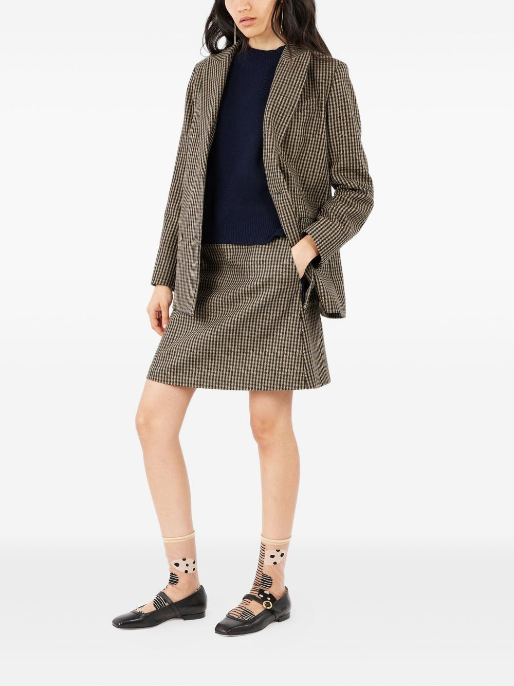 Gingham-check double-breasted coat - 2