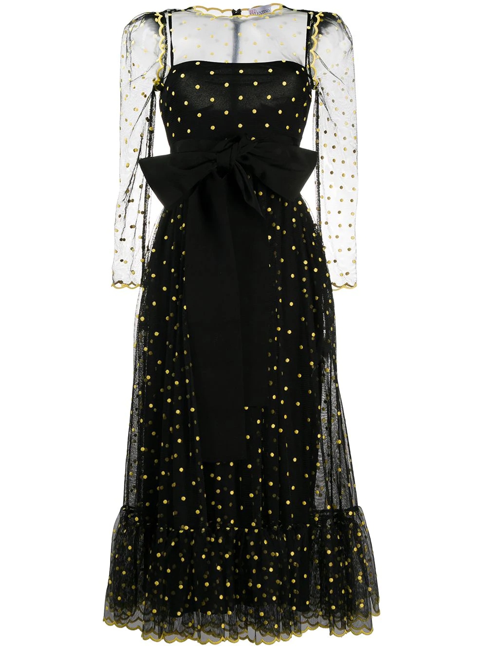 polka dot mesh-detail dress - 1