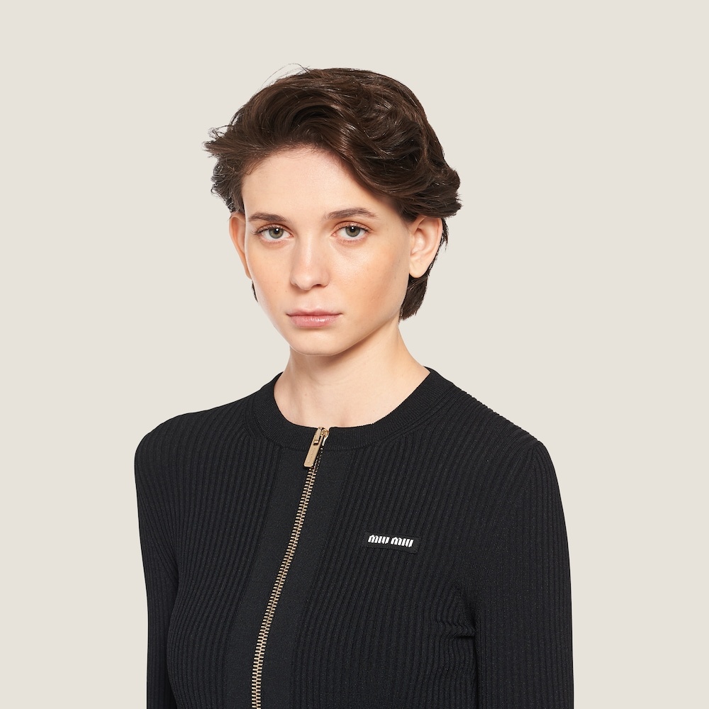 Viscose crew-neck cardigan - 4