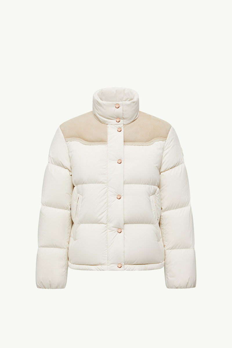 Angelys Suede-Trimmed Short Down Jacket 1