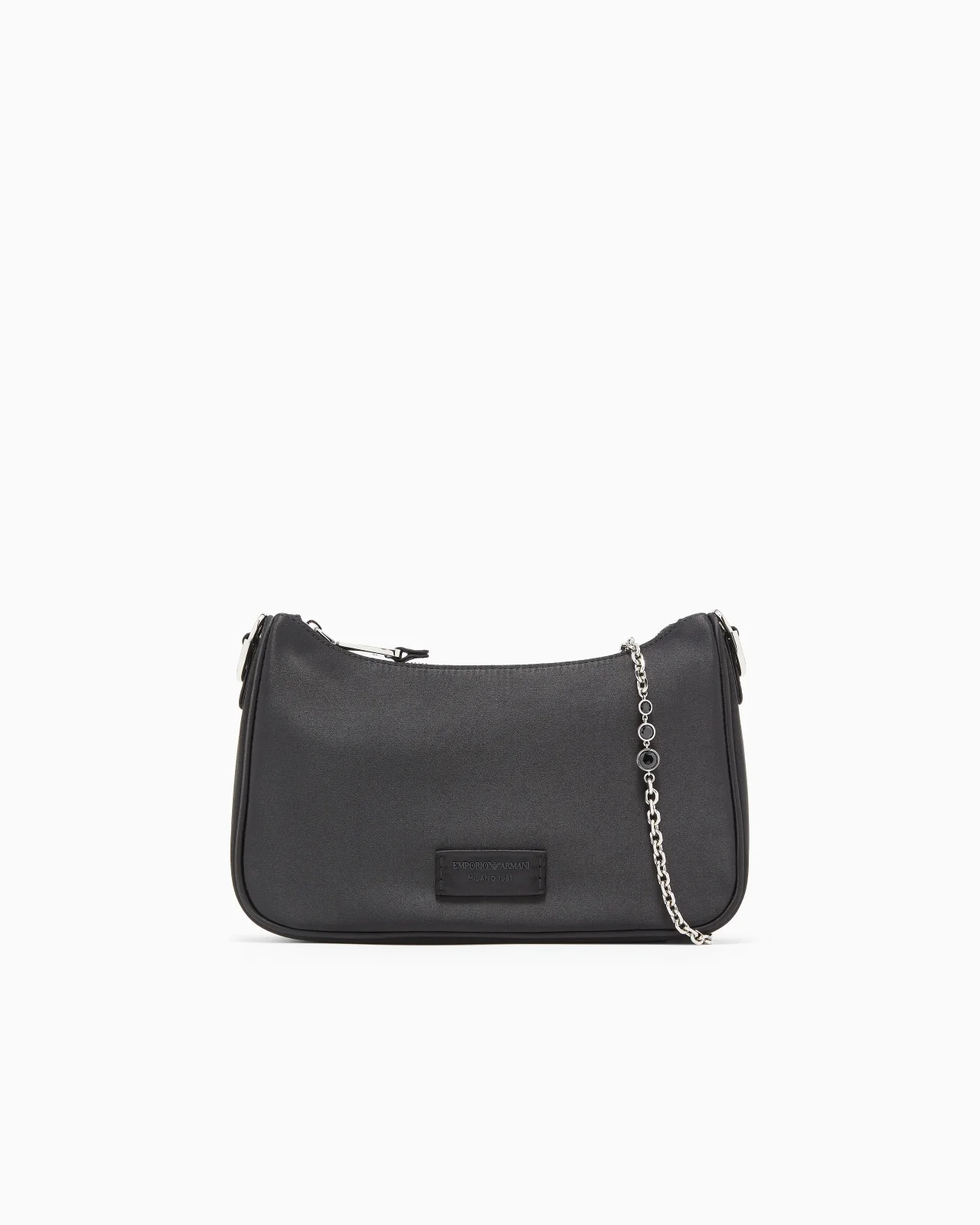 SATIN SHOULDER BAG WITH CHAIN STRAP - 1
