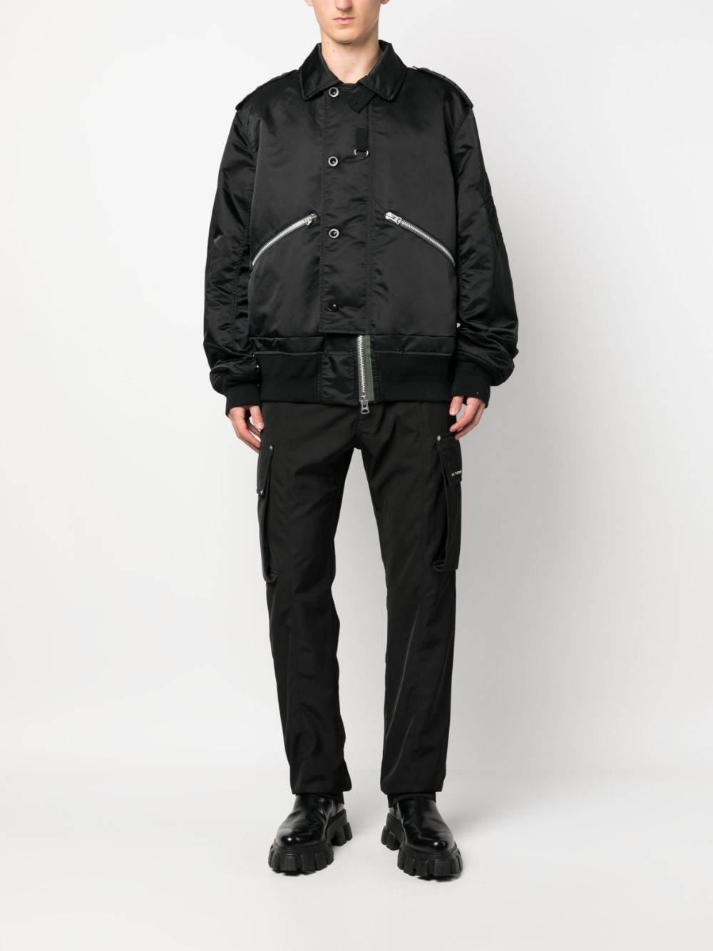 zip-up cotton-blend bomber jacket - 2