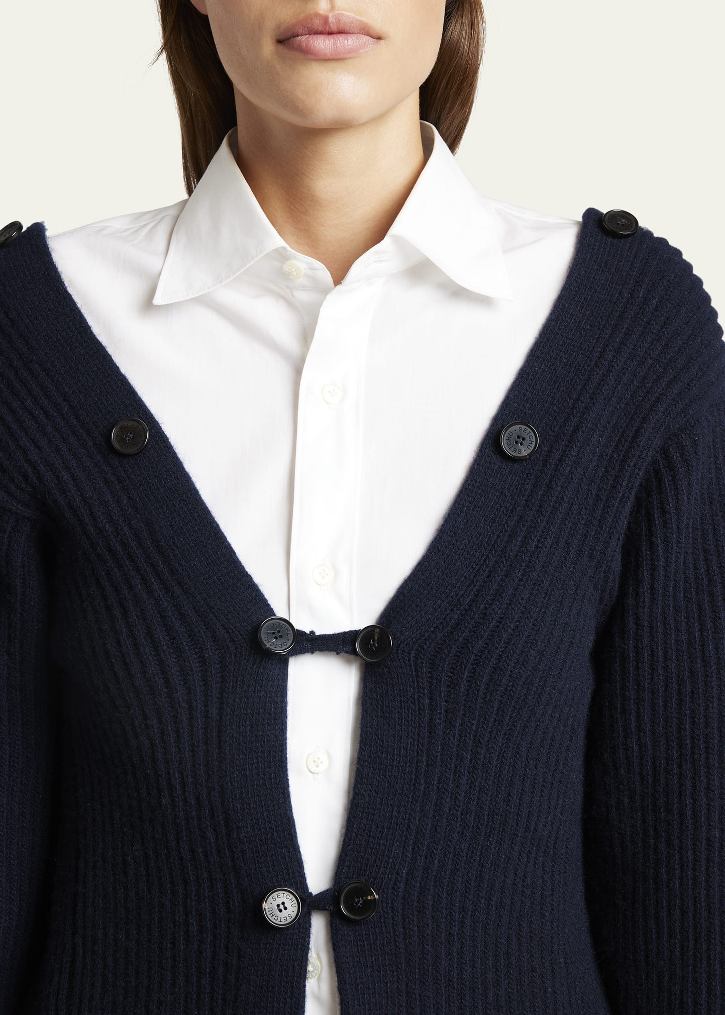 Button Wool Cashmere Sweater - 5