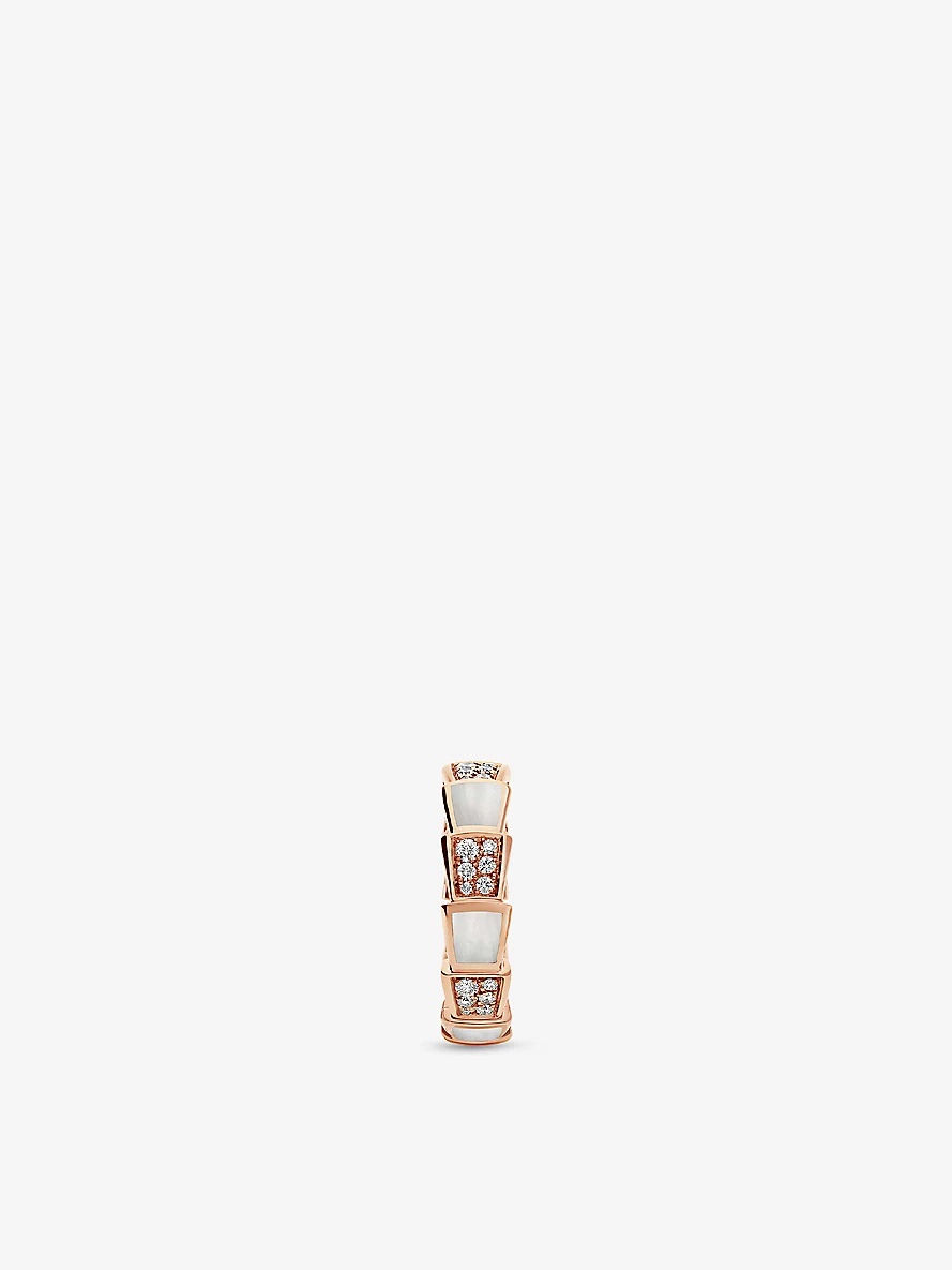 Serpenti Viper 18ct rose-gold, 0.34ct brilliant-cut diamond and mother of pearl ring - 2
