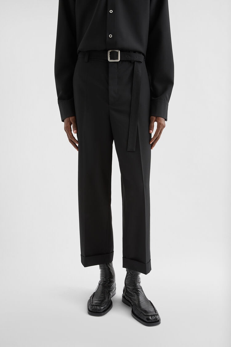 Wool Poplin Belted Trousers - 2