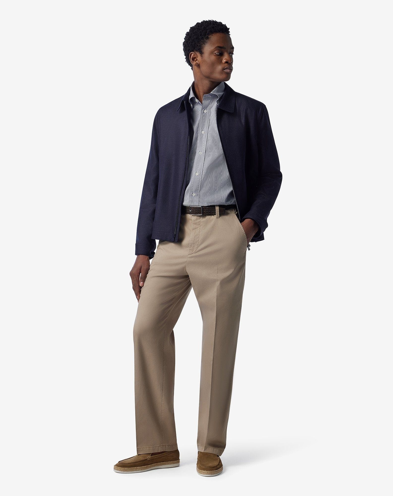 Beige stretch lyocell cotton trousers - 2