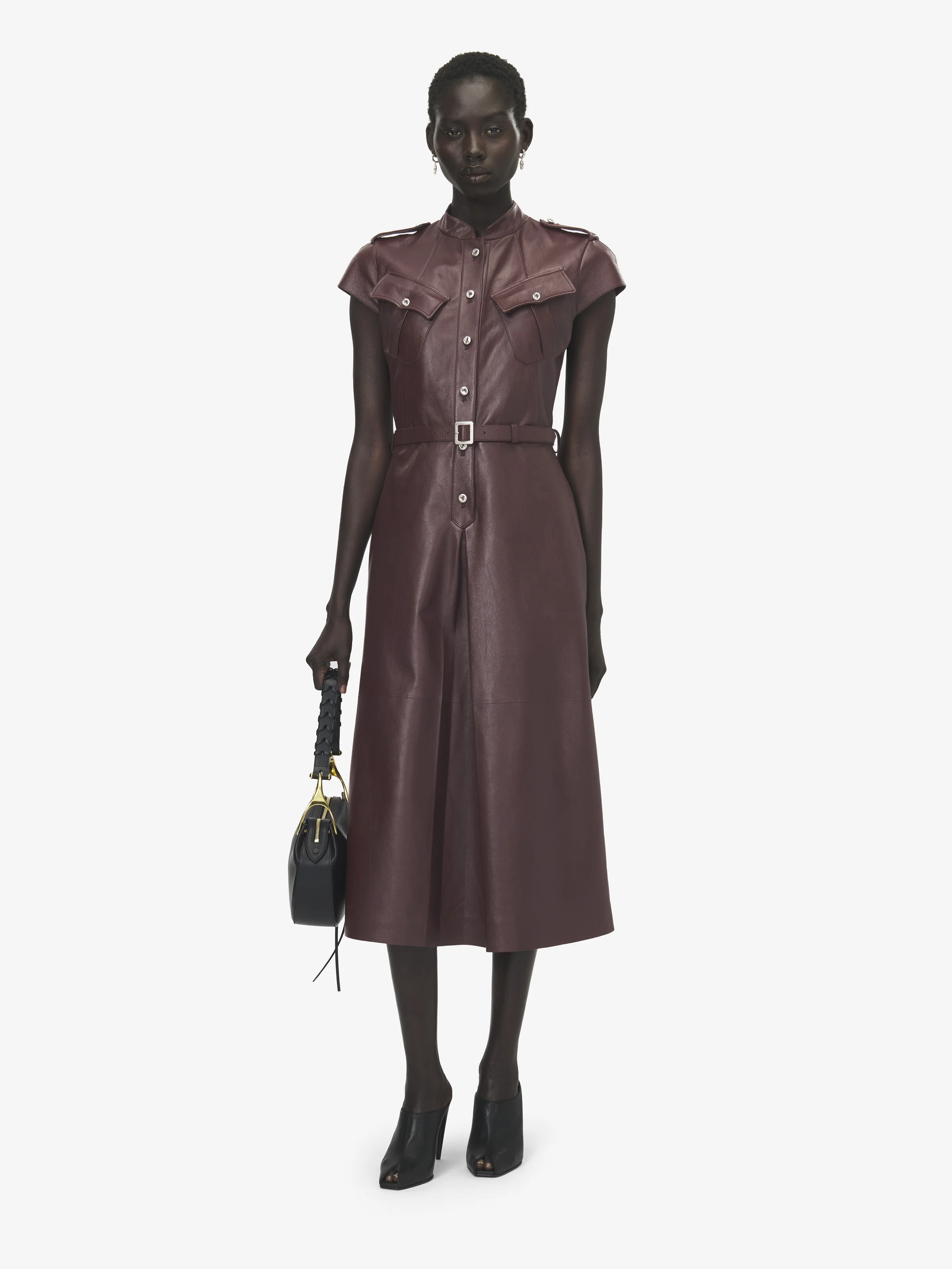 Leather Uniform Midi Dress - 1