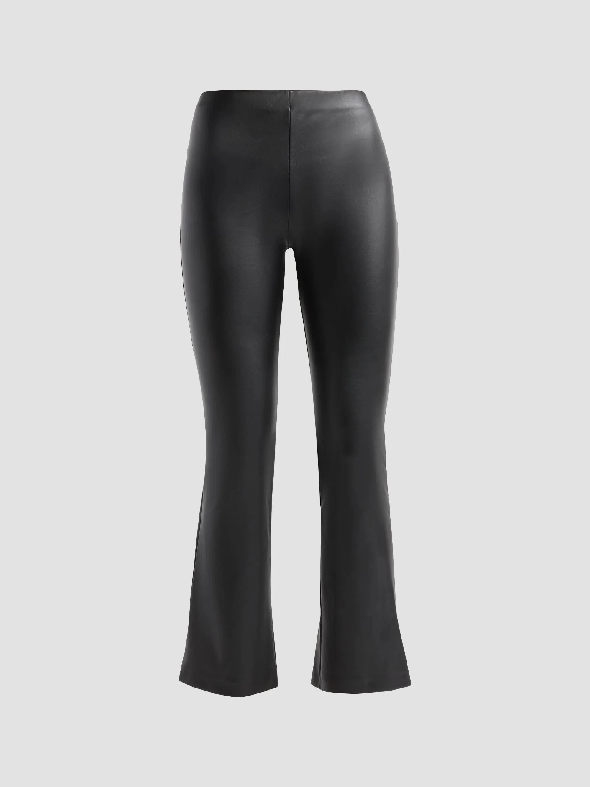 Women's Faux-Leather Flare Leggings - Black - 1