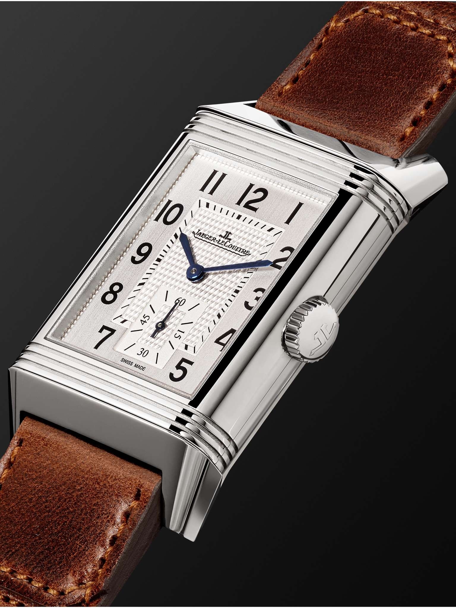 Reverso Classic Large 27mm Stainless Steel and Leather Watch - 7