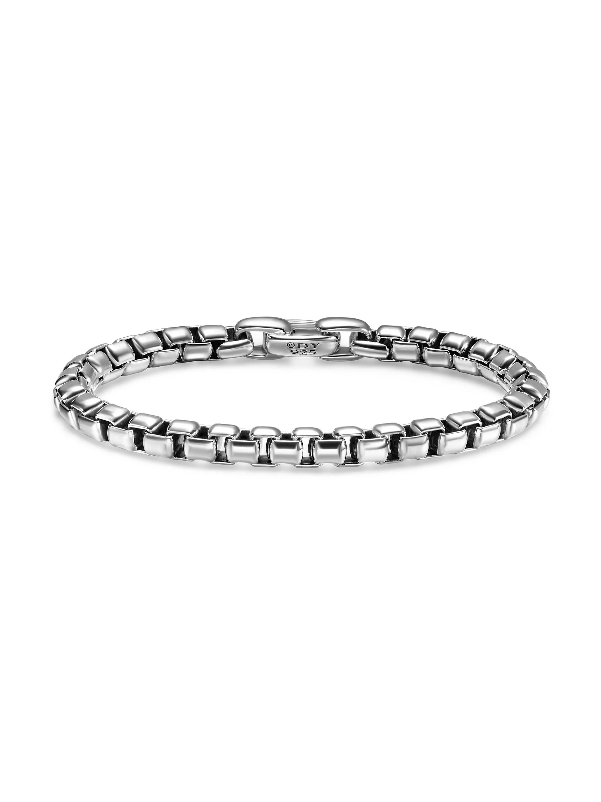 Men's Box Chain Bracelet In Sterling Silver, 7.3mm - Sterling Silver - 1