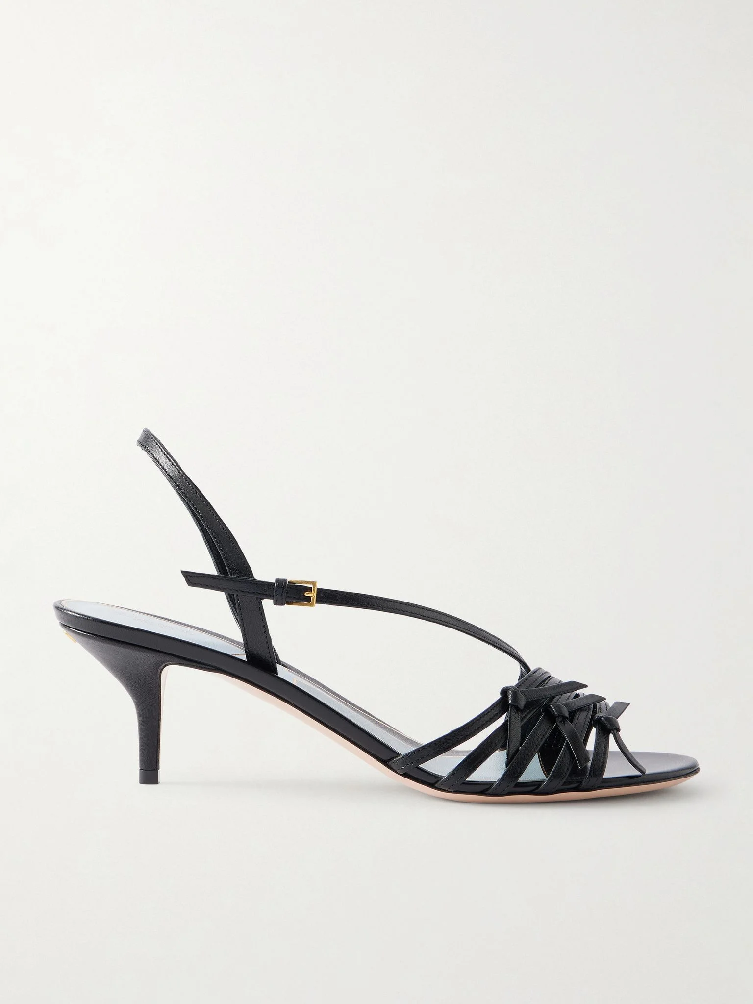 VG Nodine 55 bow-detailed leather slingback sandals Black - 1